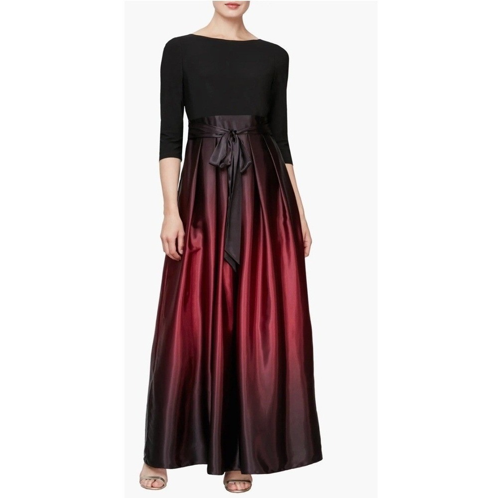 SL Fashions Ombre Skirt Gown Women 12p New Tie Waist Formal Maxi MSRP $149